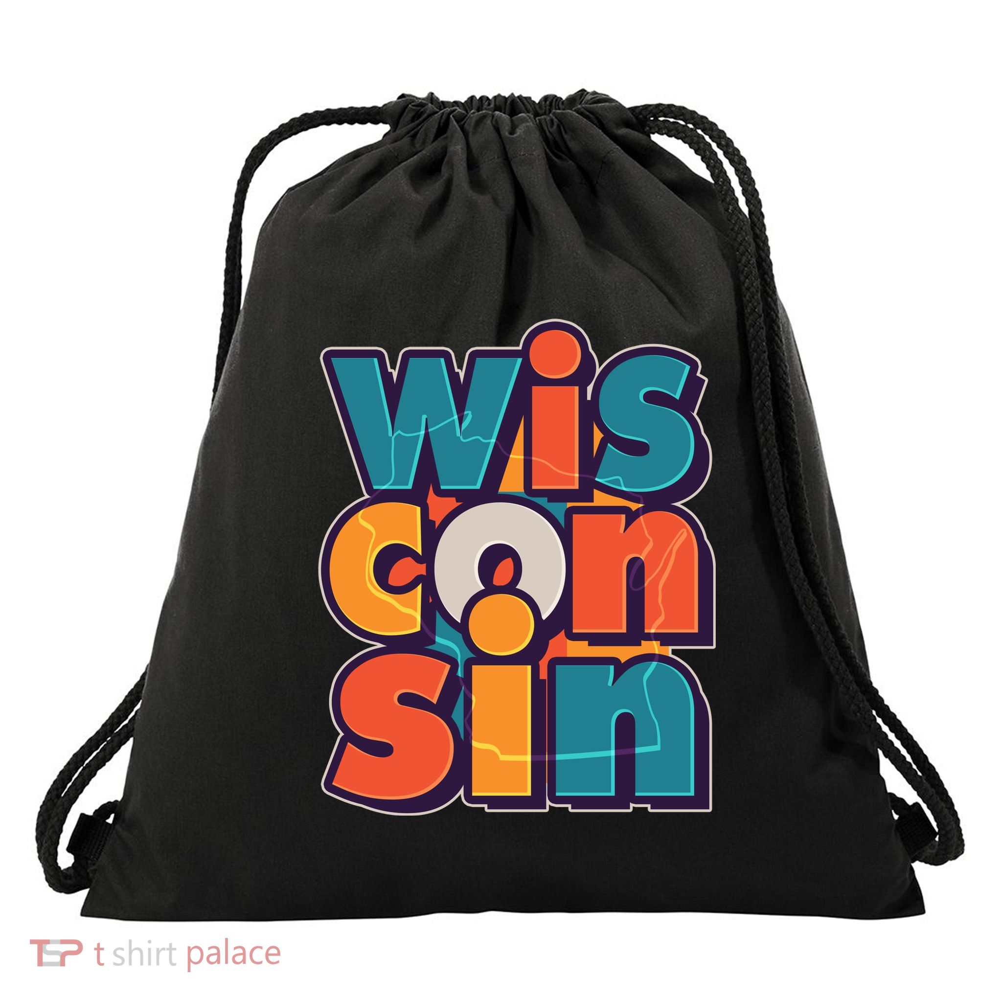 Fun Abstract Wisconsin Name Drawstring Bag