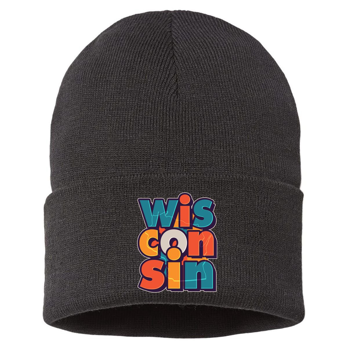 Fun Abstract Wisconsin Name Sustainable Knit Beanie