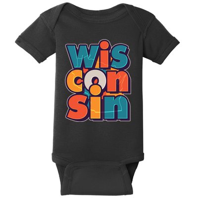 Fun Abstract Wisconsin Name Baby Bodysuit