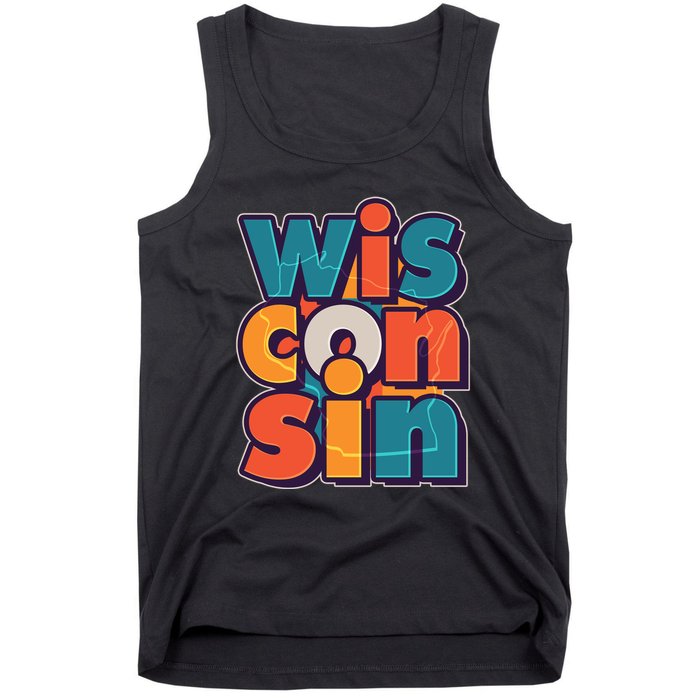 Fun Abstract Wisconsin Name Tank Top