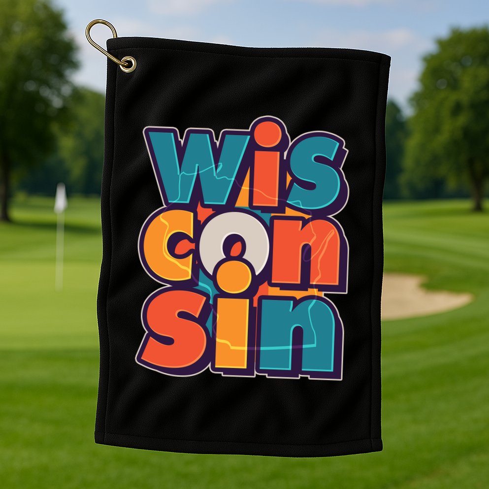 Fun Abstract Wisconsin Name Golf Towel