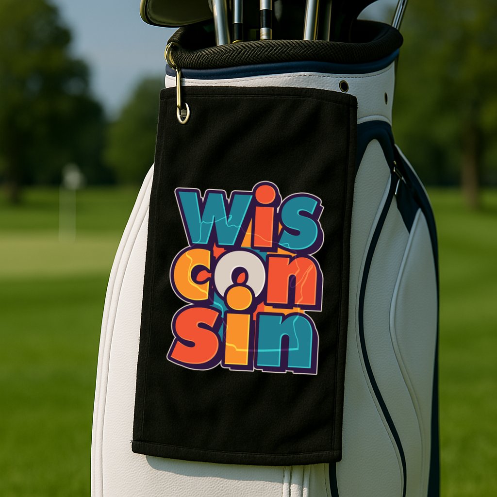 Fun Abstract Wisconsin Name Golf Towel