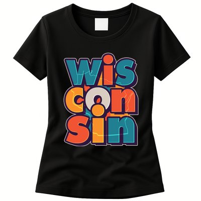 Fun Abstract Wisconsin Name Womens T-Shirt