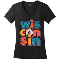 Fun Abstract Wisconsin Name Women's V-Neck T-Shirt