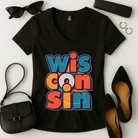 Fun Abstract Wisconsin Name Women's V-Neck T-Shirt