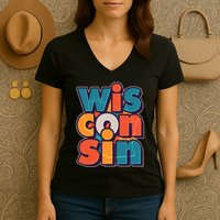 Fun Abstract Wisconsin Name Women's V-Neck T-Shirt