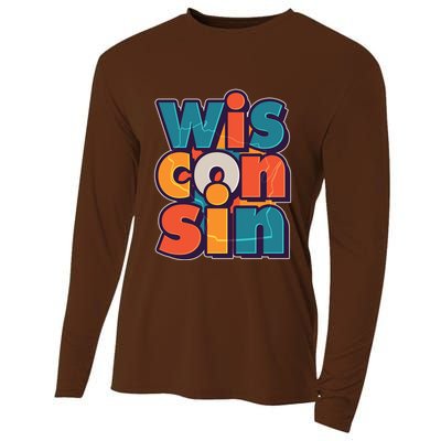 Fun Abstract Wisconsin Name Cooling Performance Long Sleeve Crew