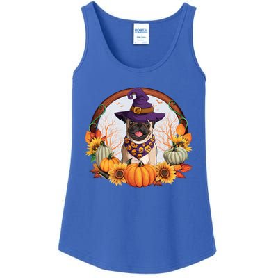 Fall Autumn Witchy Pug Dog Halloween Costume Gift Ladies Essential Tank