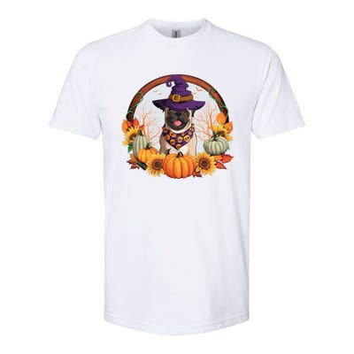 Fall Autumn Witchy Pug Dog Halloween Costume Gift Softstyle® CVC T-Shirt