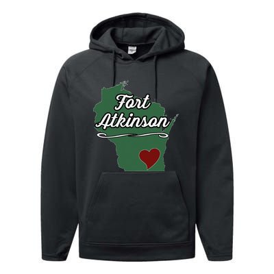 FORT ATKINSON Wisconsin WI USA City State Souvenir Performance Fleece Hoodie