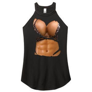 Fake Abs Women Bikini Body Muscle Six Pack Fake Big Boobs Women's Perfect Tri Rocker Tank