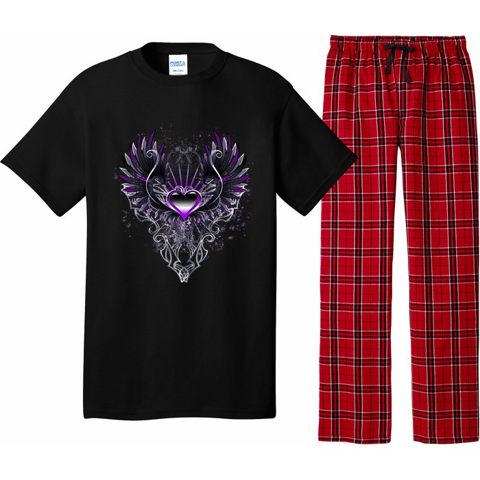 Fallen Angel Wings Dark Goth Clothing Heart Of Asexual Pajama Set