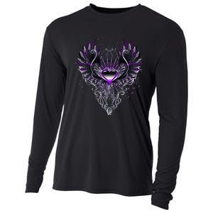 Fallen Angel Wings Dark Goth Clothing Heart Of Asexual Cooling Performance Long Sleeve Crew