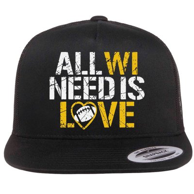 Funny All Wi Need Is Love Green Bay Flatbill Hat
