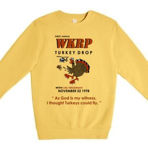 First Annual Wkrp Thanksgiving Day Turkey Drop Premium Crewneck Sweatshirt