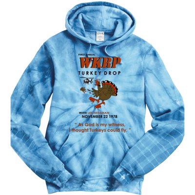 First Annual Wkrp Thanksgiving Day Turkey Drop Tie Dye Hoodie