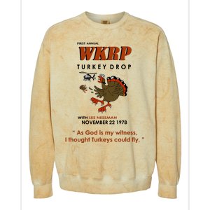 First Annual Wkrp Thanksgiving Day Turkey Drop Colorblast Crewneck Sweatshirt