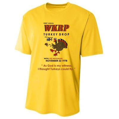 First Annual Wkrp Thanksgiving Day Turkey Drop Performance Sprint T-Shirt