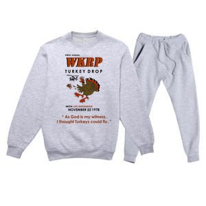 First Annual Wkrp Thanksgiving Day Turkey Drop Premium Crewneck Sweatsuit Set