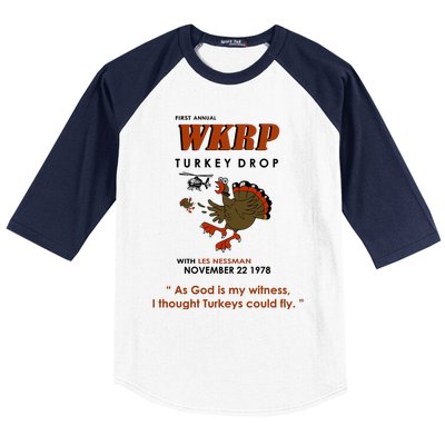 First Annual Wkrp Thanksgiving Day Turkey Drop Baseball Sleeve Shirt