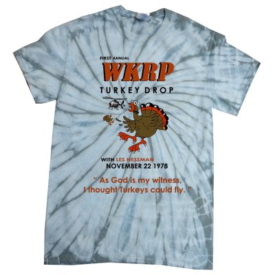 First Annual Wkrp Thanksgiving Day Turkey Drop Tie-Dye T-Shirt