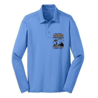 First Annual Wkrp Thanksgiving Day Turkey Drop Silk Touch Performance Long Sleeve Polo