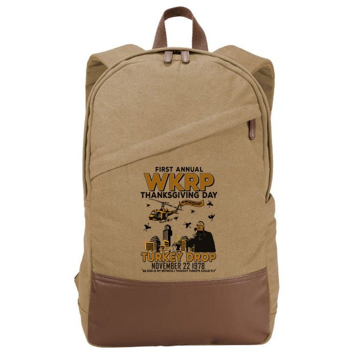 First Annual Wkrp Thanksgiving Day Turkey Drop Cotton Canvas Backpack