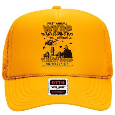 First Annual Wkrp Thanksgiving Day Turkey Drop High Crown Mesh Back Trucker Hat