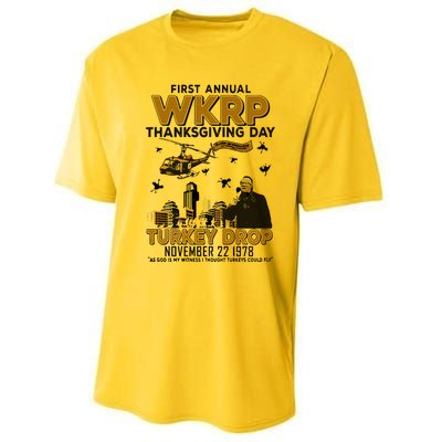 First Annual Wkrp Thanksgiving Day Turkey Drop Performance Sprint T-Shirt