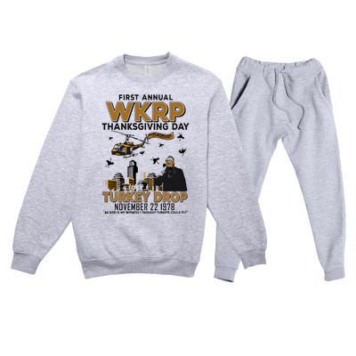 First Annual Wkrp Thanksgiving Day Turkey Drop Premium Crewneck Sweatsuit Set