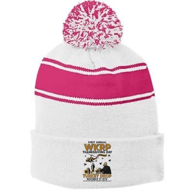 First Annual Wkrp Thanksgiving Day Turkey Drop Stripe Pom Pom Beanie