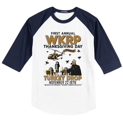 First Annual Wkrp Thanksgiving Day Turkey Drop Baseball Sleeve Shirt