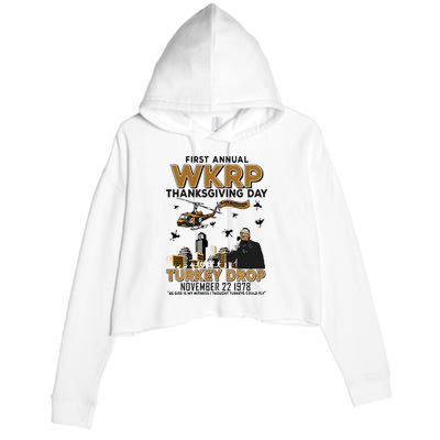 First Annual Wkrp Thanksgiving Day Turkey Drop Crop Fleece Hoodie