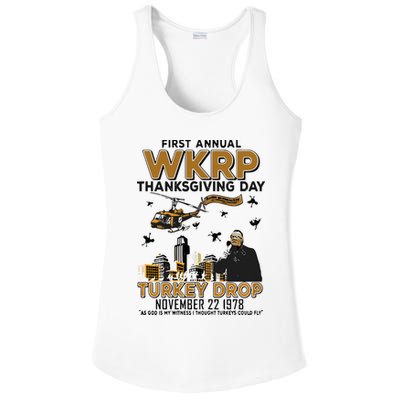 First Annual Wkrp Thanksgiving Day Turkey Drop Ladies PosiCharge Competitor Racerback Tank