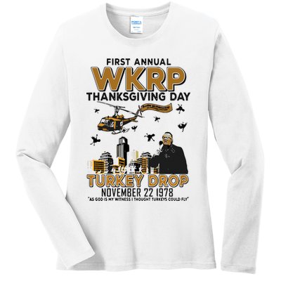 First Annual Wkrp Thanksgiving Day Turkey Drop Ladies Long Sleeve Shirt
