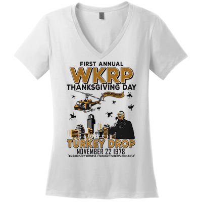 First Annual Wkrp Thanksgiving Day Turkey Drop Women's V-Neck T-Shirt