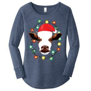 Farm Animal Xmas Pajamas Costume Farmer Christmas Cow Women's Perfect Tri Tunic Long Sleeve Shirt