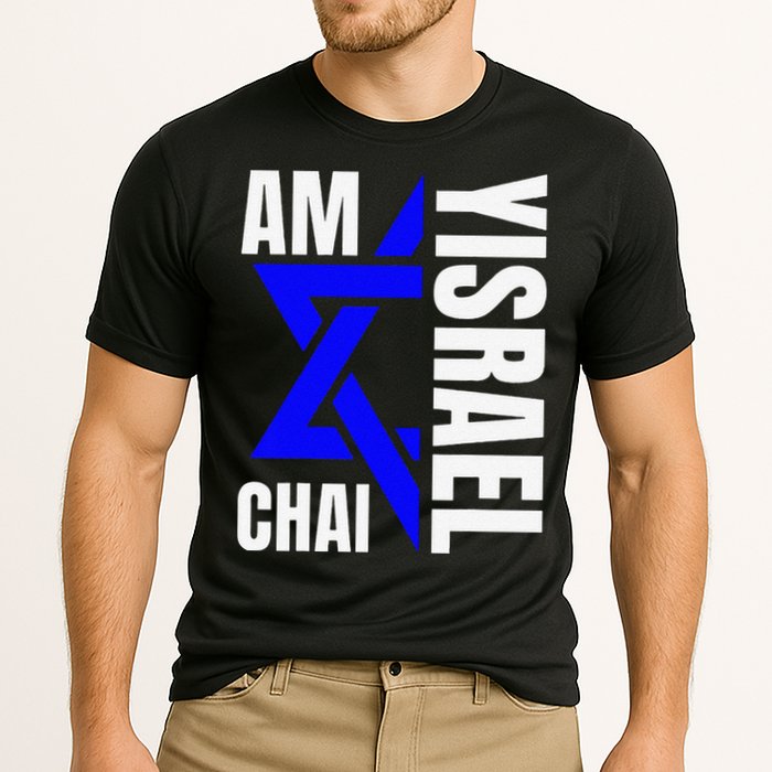 Funny Am Yisrael Chai Israel Star Of David Cooling Performance Crew T-Shirt