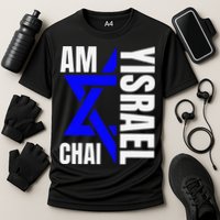 Funny Am Yisrael Chai Israel Star Of David Cooling Performance Crew T-Shirt