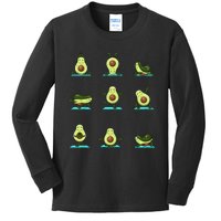 Funny Avocado Yoga Fitness Funny Exercising Gym Avocado Kids Long Sleeve Shirt