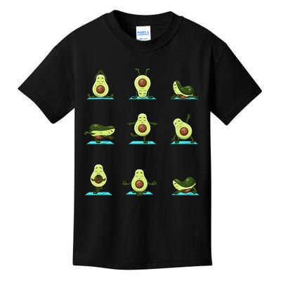 Funny Avocado Yoga Fitness Funny Exercising Gym Avocado Kids T-Shirt