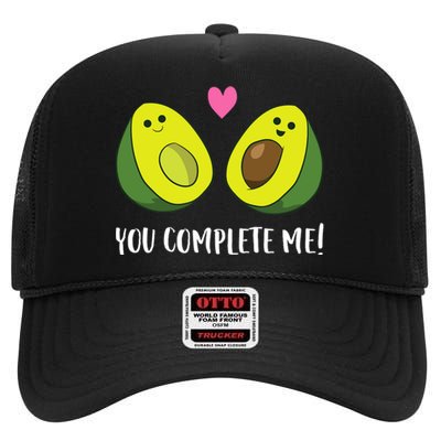 Funny Avocado You Complete Me Cute Avocado High Crown Mesh Back Trucker Hat