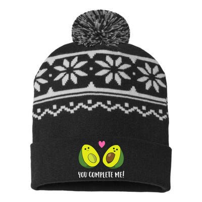 Funny Avocado You Complete Me Cute Avocado USA-Made Snowflake Beanie