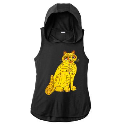 Funny Abba Yellow Cat Ladies PosiCharge Tri-Blend Wicking Draft Hoodie Tank