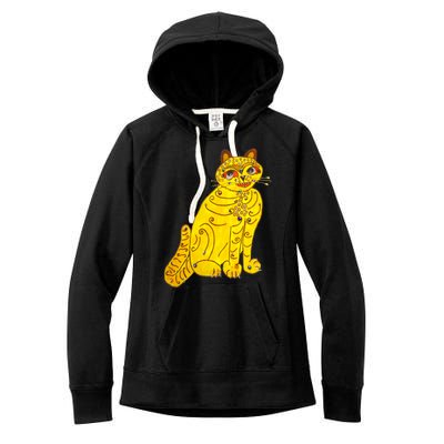 Funny Abba Yellow Cat Women's Fleece Hoodie