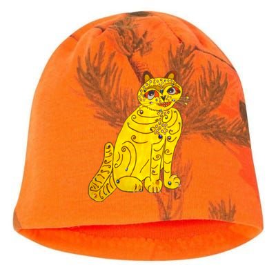 Funny Abba Yellow Cat Kati - Camo Knit Beanie