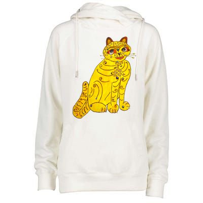 Funny Abba Yellow Cat Womens Funnel Neck Pullover Hood