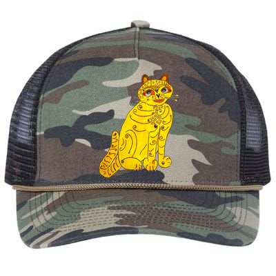 Funny Abba Yellow Cat Retro Rope Trucker Hat Cap