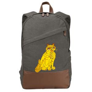 Funny Abba Yellow Cat Cotton Canvas Backpack