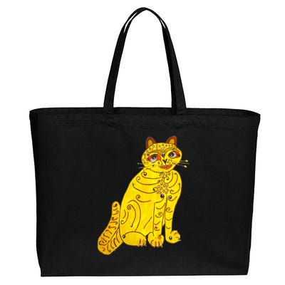 Funny Abba Yellow Cat Cotton Canvas Jumbo Tote